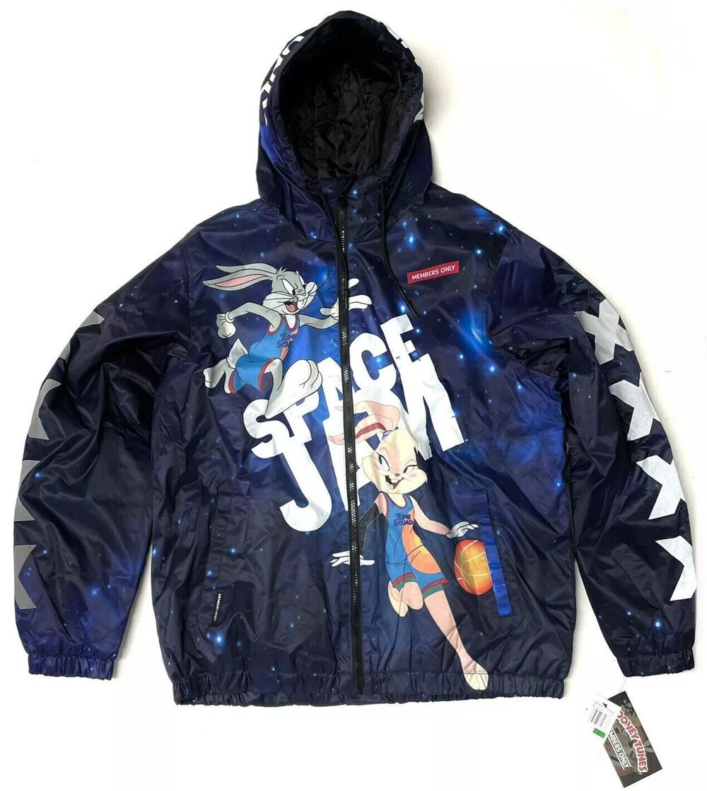 Mens Space Jam Sz XL InsulatedJacket Coat All Over Print LOLA Members Only